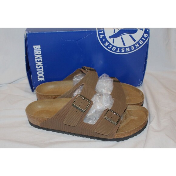 BIRKENSTOCK MEN\'S ARIZONA CORDUROY DARK TEA REGULAR SANDALS EU 46 NIB main image 6